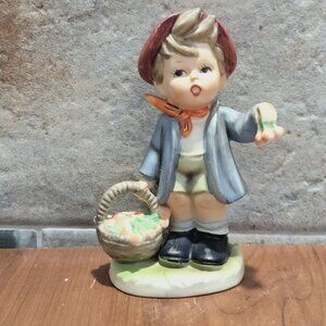 Vintage Napcoware Boy Holding Fruit Basket Porcelain Figurine 7656